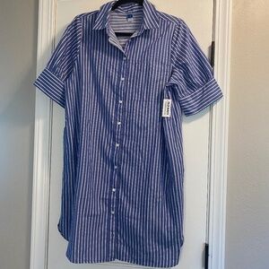 Old Navy Blue Striped Shirt Dress